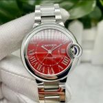 AF Factory AAA Best Replica Cartier Ballon Bleu 316L Stainless Steel Case & Bezel Red Dial Watch
